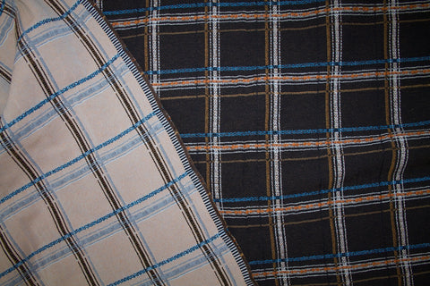 Plaid Cotton Double Cloth - Brown Tones