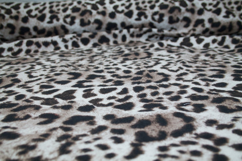 Big Cat Print Cotton Flannel - Browns on White