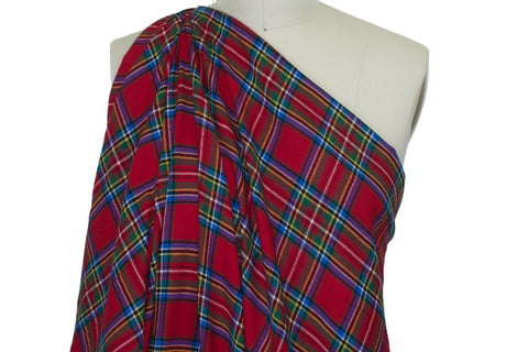 Green / Red Tartan Plaid Cotton Flannel Fabric
