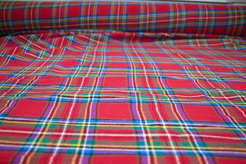 Classic Tartan Plaid Cotton Flannel - Red/Blue/Green/Yellow