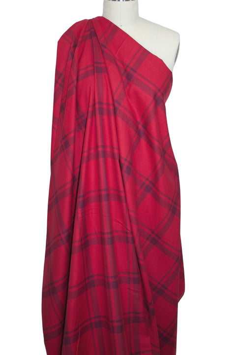 Yarn Dyed Plaid Cotton Flannel - Reds