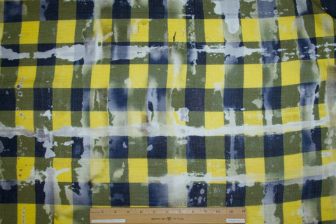Grunge-ish Plaid Flannel Finish Double Cotton Gauze - Yellow/Blues/Black/Gray/White