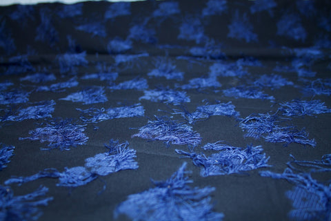 1 1/4+ yards of Eyelash Effect Floral Cotton Jacquard - Blues