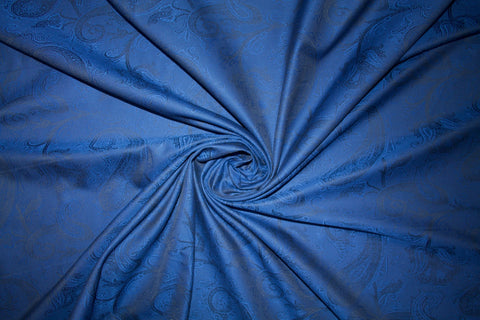 Floral and Paisley Cotton Jacquard - Blue/Black