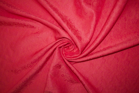 Cotton/Linen Brocade - Poppy/Pink