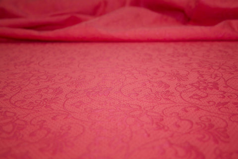 Cotton/Linen Brocade - Poppy/Pink