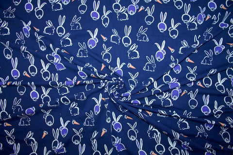Bunny Tales Organic Cotton Jersey - Blue/Purple Orange White