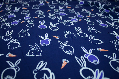 Bunny Tales Organic Cotton Jersey - Blue/Purple Orange White
