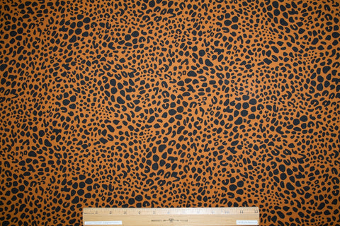 Leopard Print Organic Cotton Jersey - Black on Cinnamon