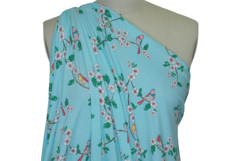 Birds of Happiness Organic Cotton Jersey - Blue/Green/Pink/Yellow/White