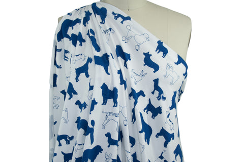 Dog Park Afternoon Organic Cotton Jersey - Blue on White