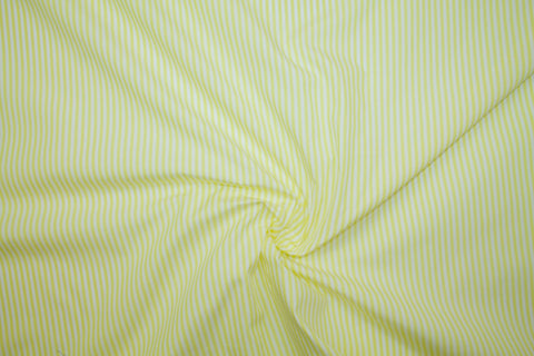 Striped Wide Italian Cotton Shirting - Yellow/White