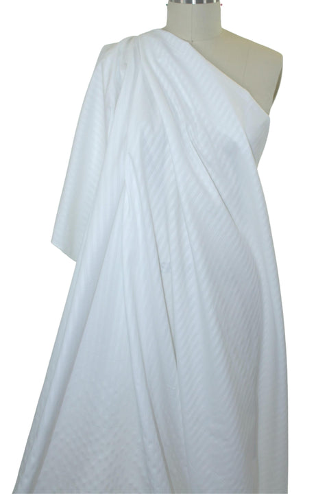 Italian Jacquard Stripe Cotton Shirting - White