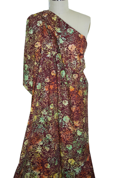 Leafy Batik Print Japanese Cotton Shirting - Warm Tones