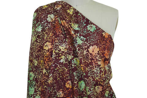 1 1/4 yards of Leafy Batik Print Japanese Cotton Shirting - Warm Tones
