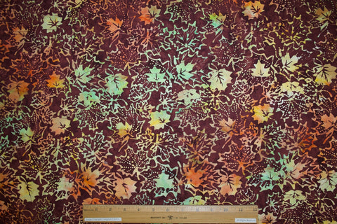 Leafy Batik Print Japanese Cotton Shirting - Warm Tones