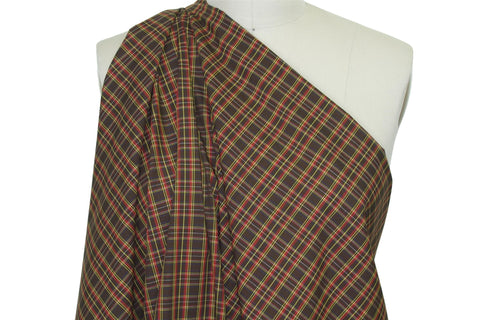 Japanese Plaid Cotton Lawn - Brown/Yellow/Red