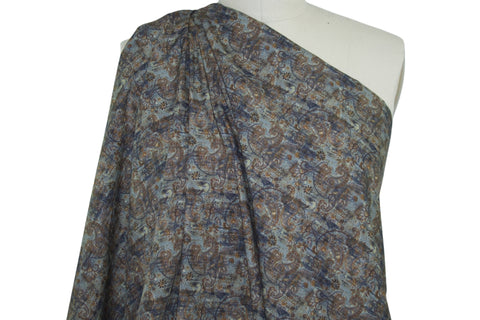 Italian Paisley Cotton Shirting - Browns/Blues/Grays