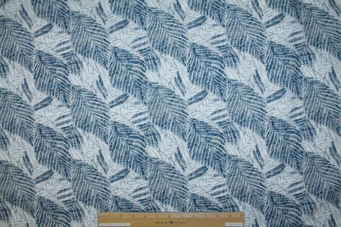 Leaf Impressions Cotton Broadcloth - Blue/Gray/White