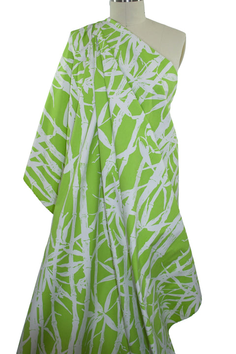 Bamboo Forest Stretch Cotton - Lime/White