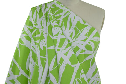 Bamboo Forest Stretch Cotton - Lime/White
