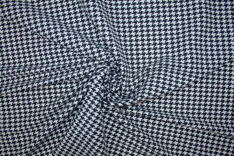 Stretchy Houndstooth Bottom-Weight Cotton Blend - Black/White