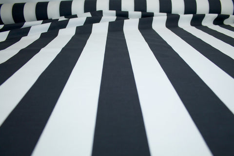 Awning Stripe Italian Cotton Stretch Sateen - Black/White