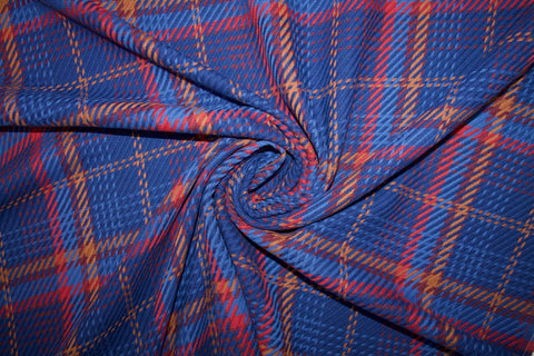 1 1/4+ yards of Bold Plaid Cotton Suiting - Blues/Rust/Red/Ochre