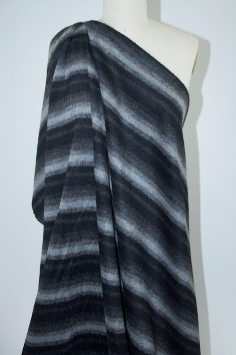 Striped Cashmere Blend  Coating - Gray/Black
