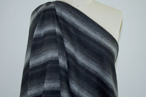 Striped Cashmere Blend  Coating - Gray/Black