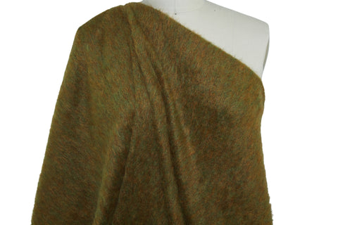 L@gerfeld Nappy Mohair Coating - Olive/Rust