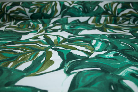 Jungle Afternoon Bottom Weight Cotton - Greens/White