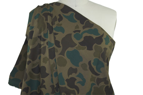Stylized Camo Stretch Cotton Bottom Weight - Greens/Browns