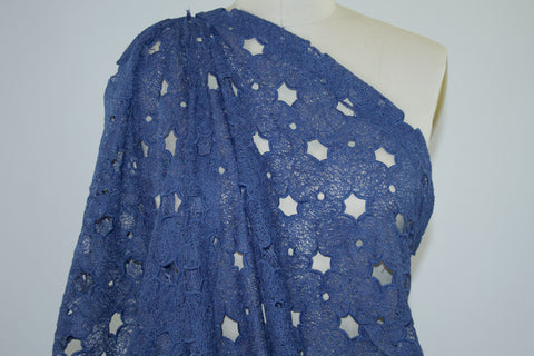 Modernistic Floral Guipure Lace - Medium Blue