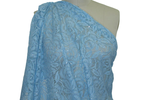 Corded/Sequined Chantilly Lace - Breezy Blue
