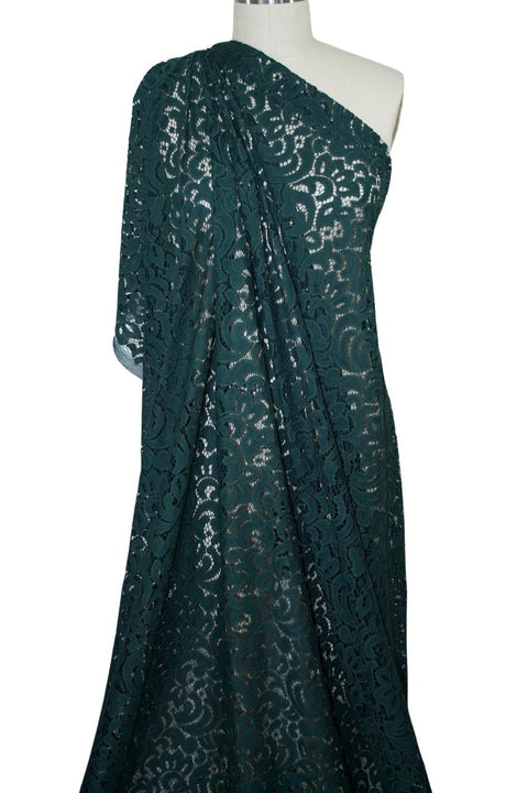 Dark green cotton guipure lace fabric - Guipure lace - lace fabric from