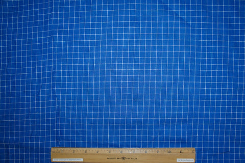 1 3/8 yards of Italian Windowpane Check Handkerchief Linen - Blue/White