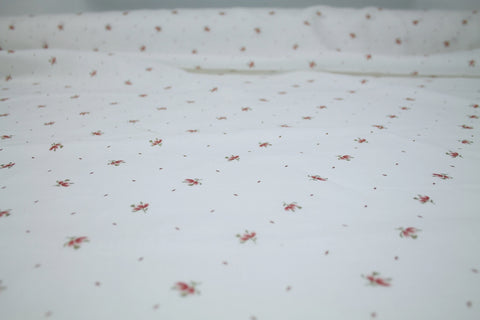 Dainty Floral Printed Linen - Red/Green on White