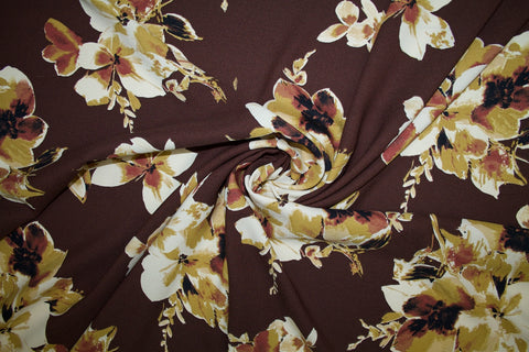 NY Designer Easy Care Floral Stretch Crepe - Brown Tones