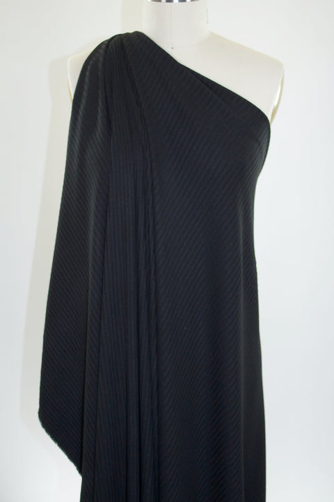 Organic Cotton Henley Ribbed Knit - Black