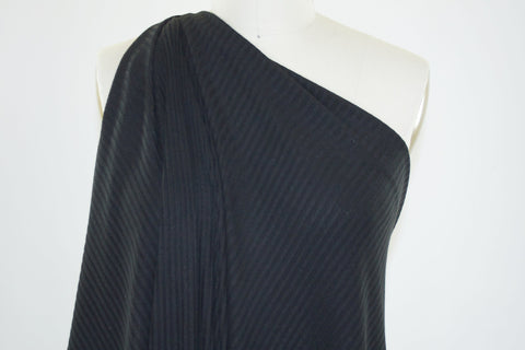 Organic Cotton Henley Ribbed Knit - Black