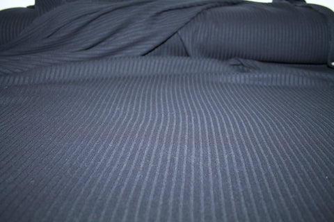 Organic Cotton Henley Ribbed Knit - Black