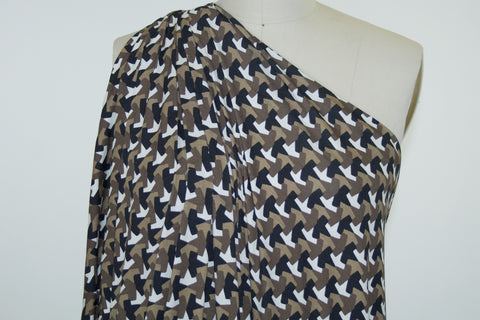 Escher's Birds Rayon Jersey - Browns/Black/White