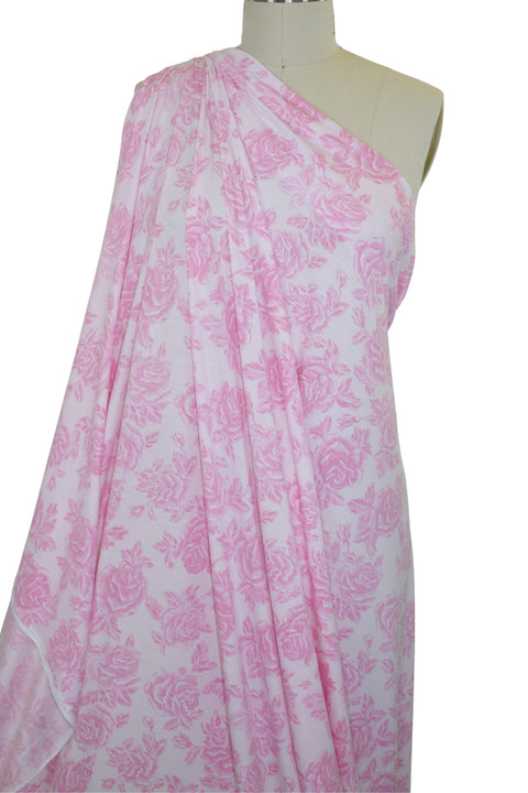 1 1/4 yards of Bed of Roses Rayon Jersey - Pinks/White