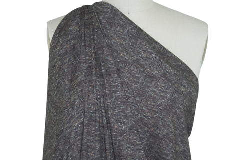 Wide "Harris Tweed" Print Rayon Sweatshirting - Black Grape/Dark Sage