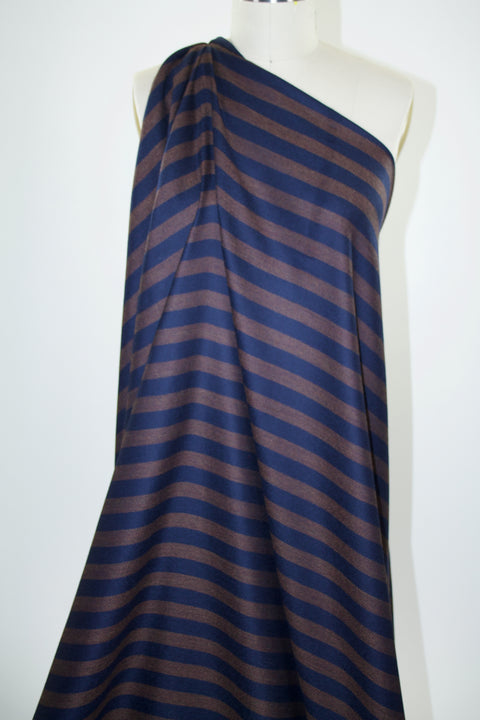 Br00ks Br0s Cashmere Blend Striped Tweed - Navy/Brown