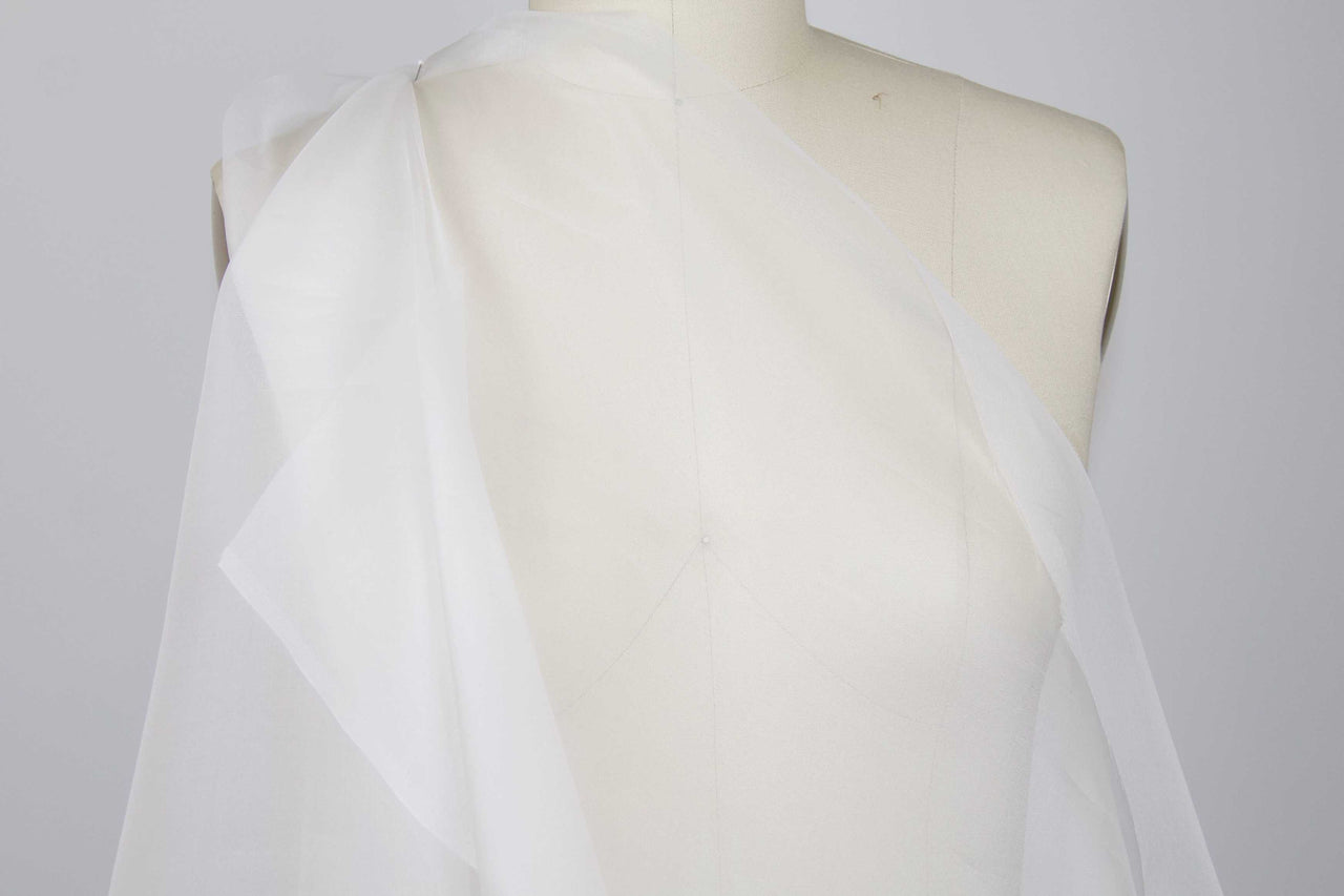 Calamo 54 Inch Wide Silk Organza Natural White Fabrics