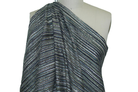 Raw Silk "Ottoman" Tweed - Blues/Grays/Greens