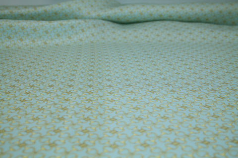 Bits and Pieces Heavy Silk Twill - Pale Blue/Gold