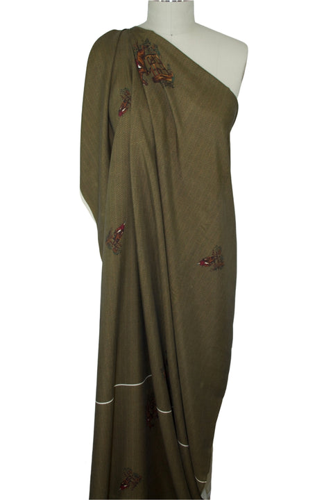 Dress-age Silk Panel - Brown/Red on Olive